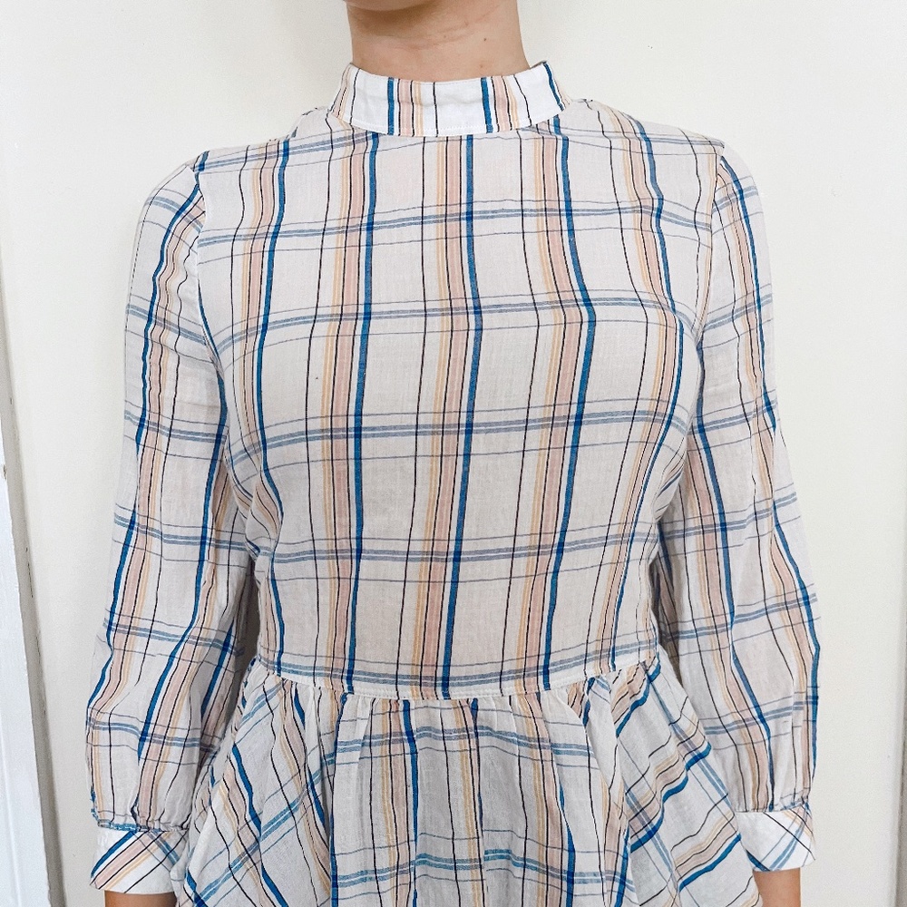 MAEVE, Peplum, Plaid, Blouse.